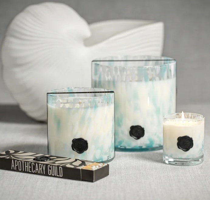 luxurious tortoise opal glass design candle is a gift onto itself! A real statement with it's substantial 8 x 8 size