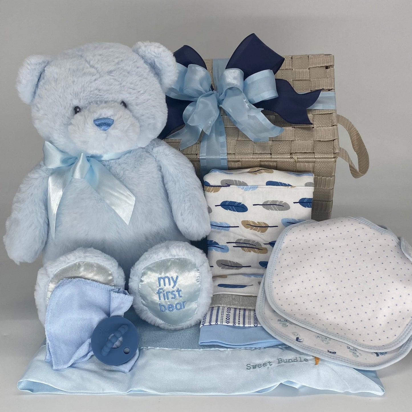 My First Bear Collection - Collection includes 18" plush, Bunnies By The Bay 28" x 28" Incredibly Soft, Satin-Lined Blanket