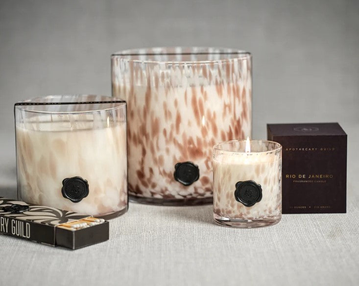 luxurious tortoise opal glass design candle is a gift onto itself! A real statement with it's substantial 8 x 8 size